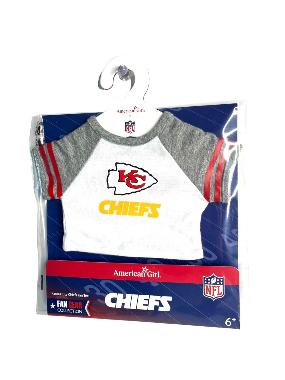 American Girl Football Tee Top Kansas City Chiefs NFL Doll T-Shirt & Hanger New